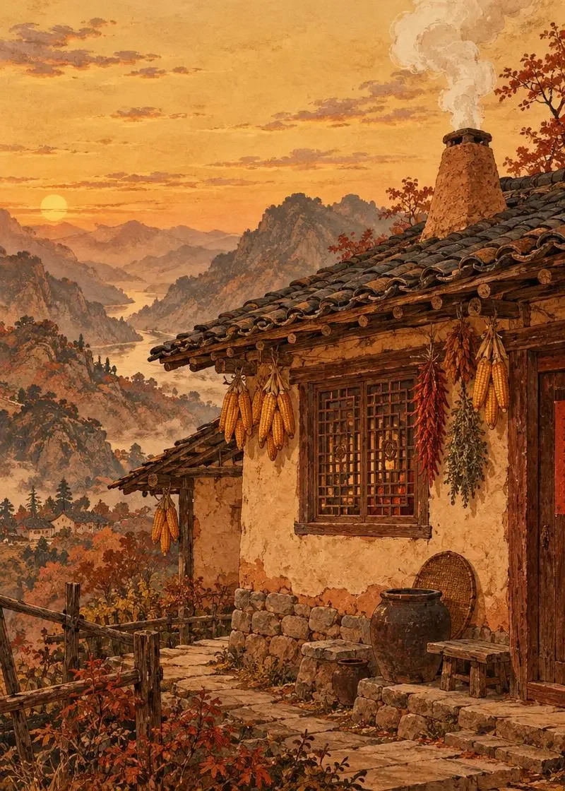 炊烟木窗配图